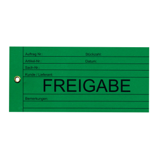Qualitätsanhänger: Freigabe, grün, Karton mit Metallöse, 66 mm x 140 mm, 100 St./Verpackungseinheit