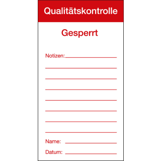 Qualitätsaufkleber: Gesperrt, Folie selbstklebend, 80 mm x 150 mm, 1 Stück