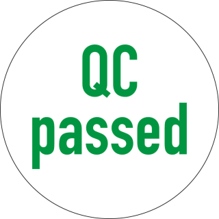 Qualitätskennzeichen: QC passed, weiß-grün, Papier selbstklebend, Ø 8 mm, 1000 St./Rolle
