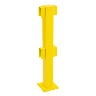Rammschutz-Standpfosten Mitte zum Aufdübeln, gelb, kunststoffbeschichteter Stahl, 1000 mm, 1 Stück