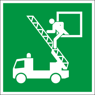 Rettungszeichen: Rettungsausstieg, grün-weiß, ASR/ISO, Folie selbstklebend, 200 x 200 mm, 1 Stück