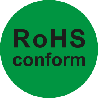 RoHS-Kennzeichen, RoHS conform, rund, grün, Folie selbstklebend, Ø 16 mm, 10 St./Bogen