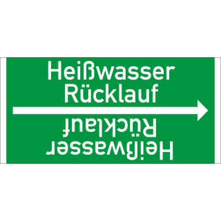 Rohrleitungsband: Heißwasser Rücklauf, DIN 2403, für Rohre ab Ø 15 mm, Folie selbstklebend, 33 m/Rolle