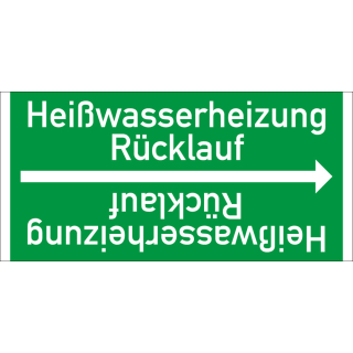Rohrleitungsband: Heißwasserheizung Rücklauf, DIN 2403, für Rohre ab Ø 15 mm, Folie selbstklebend, 33 m/Rolle