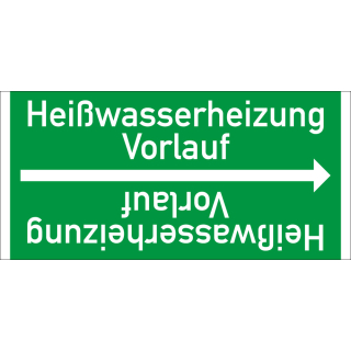 Rohrleitungsband: Heißwasserheizung Vorlauf, DIN 2403, für Rohre ab Ø 15 mm, Folie selbstklebend, 33 m/Rolle
