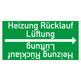Rohrleitungsband: Heizung Rücklauf Lüftung, DIN 2403, für Rohre ab Ø 15 mm, Folie selbstklebend, 33 m/Rolle