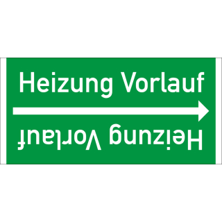 Rohrleitungsband: Heizung Vorlauf, DIN 2403, für Rohre ab Ø 15 mm, Folie selbstklebend, 33 m/Rolle