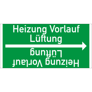 Rohrleitungsband: Heizung Vorlauf Lüftung, DIN 2403, für Rohre ab Ø 15 mm, Folie selbstklebend, 33 m/Rolle