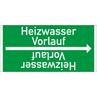 Rohrleitungsband: Heizwasser Vorlauf, DIN 2403, für Rohre ab Ø 15 mm, Folie selbstklebend, 33 m/Rolle