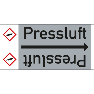 Rohrleitungsband: Pressluft, mit Gefahrensymbol, DIN 2403, für Rohre ab Ø 15 mm, Folie selbstklebend, 33 m/Rolle