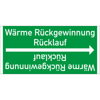 Rohrleitungsband: Wärme Rückgewinnung Rücklauf, DIN 2403, für Rohre ab Ø 15 mm, Folie selbstklebend, 33 m/Rolle