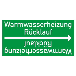 Rohrleitungsband: Warmwasserheizung Rücklauf, DIN 2403, für Rohre ab Ø 15 mm, Folie selbstklebend, 33 m/Rolle