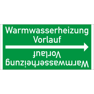 Rohrleitungsband: Warmwasserheizung Vorlauf, DIN 2403, für Rohre ab Ø 15 mm, Folie selbstklebend, 33 m/Rolle