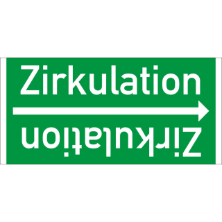 Rohrleitungsband: Zirkulation, DIN 2403, für Rohre ab Ø 15 mm, Folie selbstklebend, 33 m/Rolle