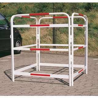 Schachtschutzgitter, weiß-rot mit Signalfolie, Stahl feuerverzinkt, 1000 mm x 1000 mm, 1 Stück