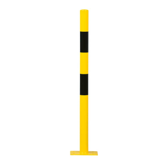 Schutzpfosten L zum Aufdübeln, ohne Kettenöse, gelb-schwarz, Stahl pulverbeschichtet, Ø 60 mm, 1000 mm, 1 Stück