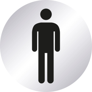 Türaufkleber: Symbol Herren, silber-schwarz, Folie selbstklebend, Ø 100 mm, 1 Stück