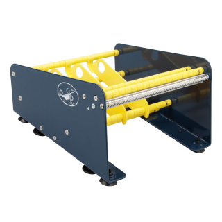 Tisch-Etikettenspender mit 2 Rollenteilern, blau, Stahl, Nutzbreite 212 mm, 222 mm x 135 mm x 250 mm, 1 Stück