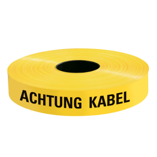 Trassenwarnband ACHTUNG KABEL, gelb, Polyethylen, 40 mm breit, 250 m/Rolle