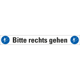 Treppenmarkierung: Bitte rechts gehen (Piktos), ASR A1.3, DIN EN ISO, R10, Bodenmarkierungsfolie selbstklebend, 1000 mm x 120 mm, 1 Stück