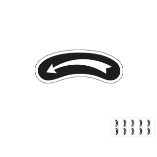 Produkt Hauptbild von Drehrichtungspfeil gebogen, links- oder rechtsweisend, RoHS konform, schwarz-weiß, Folie selbstklebend, 62 mm x 18 mm