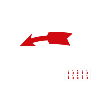 Produkt Hauptbild von Drehrichtungspfeil gebogen, links- und rechtsweisend, RoHS konform, rot, Folie selbstklebend, 45 mm x 11 mm