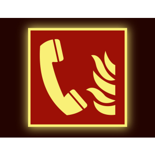 PERMALIGHT power Brandschutzschild: Brandmeldetelefon, ASR/ISO, versch. Materialien, lang nachleuchtend