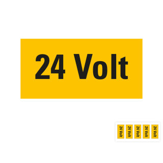 Produkt Hauptbild von Warnschild: 24 Volt, RoHS konform, Folie selbstklebend, zwei Größen, versch. Lieferformen