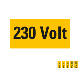 Produkt Hauptbild von Warnschild: 230 Volt, RoHS konform, Folie selbstklebend, zwei Größen, versch. Lieferformen