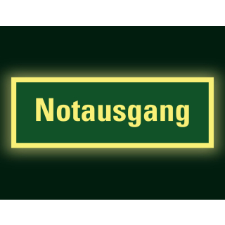 PERMALIGHT power Rettungszeichen: Notausgang, ASR A2.3, Folie oder Kunststoff lang nachleuchtend, 297 x 105 mm