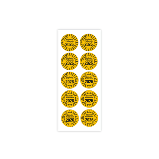 Produkt Hauptbild von Jahresprüfplakette Nächster Prüftermin, 2026, gelb, Folie selbstklebend, Ø 20 oder 30 mm