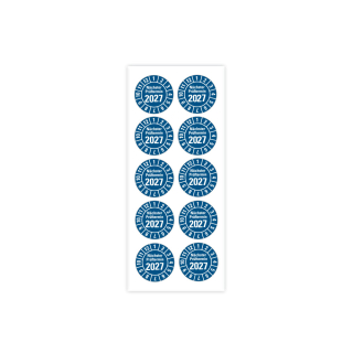 Produkt Hauptbild von Jahresprüfplakette Nächster Prüftermin, 2027, blau, Folie selbstklebend, Ø 20 oder 30 mm