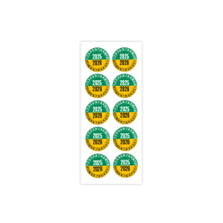 Produkt Hauptbild von Prüfplakette 2025/2026, grün-gelb, Folie selbstklebend, Ø 20 oder 30 mm