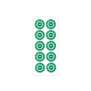 Produkt Hauptbild von Jahresprüfplakette 2025, Freifelder, grün, Folie selbstklebend, Ø 20 oder 30 mm