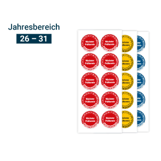 Produkt Hauptbild von Prüfplakette Nächster Prüftermin, 26 - 31, rot, blau oder gelb