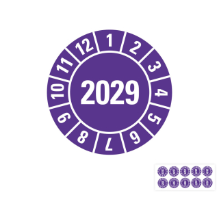 Produkt Hauptbild von Jahresprüfplakette 2029, violett, Standardfolie