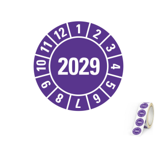 Produkt Hauptbild von Jahresprüfplakette 2029, violett, Standardfolie