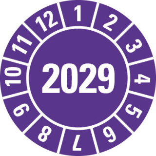 Produkt Hauptbild von Jahresprüfplakette 2029, violett, Standardfolie