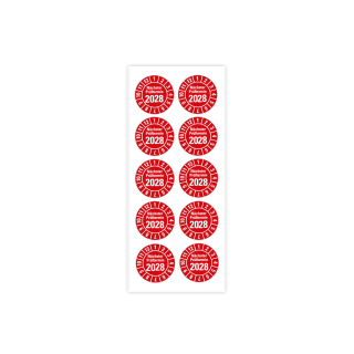 Hauptbild von Jahresprüfplakette Nächster Prüftermin, 2028, rot, Folie selbstklebend, Ø 20 oder 30 mm