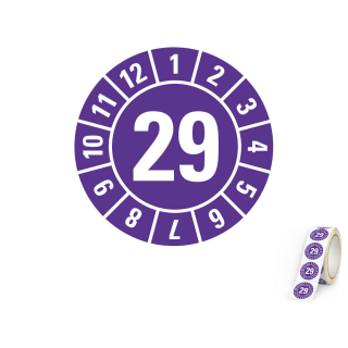 Produkt Hauptbild von Jahresprüfplakette 29, violett, Folie selbstklebend