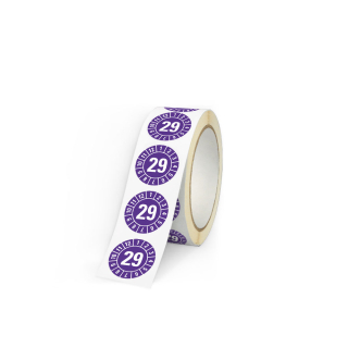 Produkt Hauptbild von Jahresprüfplakette 29, violett, Folie selbstklebend