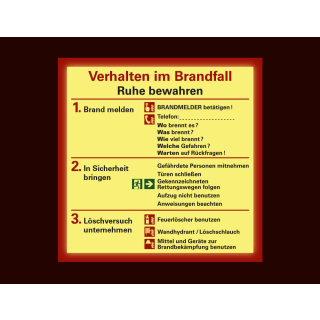 Permalight Power Notfallplan: Verhalten im Brandfall, Kunststoff oder Folie lang nachleuchtend, 200 x 200 mm