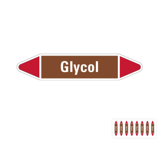 Produkt Hauptbild von Rohrleitungsetikett: Glycol, braun-weiß-rot, für mit mit versch. Durchmesser, Standardfolie