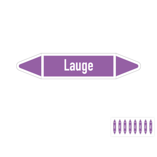 Produkt Hauptbild von Rohrleitungsetikett: Lauge, gemäß DIN 2403, violett-weiß, Standardfolie, versch.  Formate