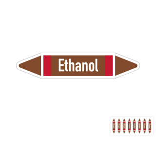 Produkt Hauptbild von Rohrleitungsetikett: Ethanol, gemäß DIN 2403, braun-weiß-rot, Standardfolie, versch.  Formate