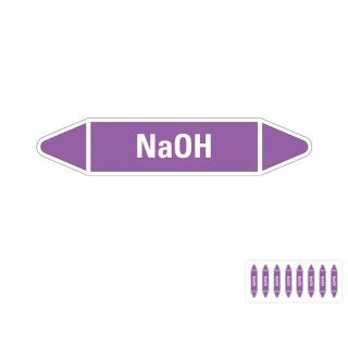 Produkt Hauptbild von Rohrleitungsetikett: NaOH, violett-weiß, Standardfolie, versch.  Formate