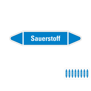 Produkt Hauptbild von Rohrleitungsetikett: Sauerstoff, blau-weiß, Standardfolie, versch.  Formate