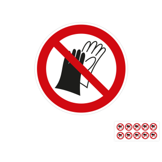 Produkt Hauptbild von Verbotsschild Benutzen von Handschuhen verboten, ASR/DIN/ISO, Standardfolie, versch.  Formate