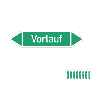 Produkt Hauptbild von Rohrleitungsetikett: Vorlauf, gemäß DIN 2403, grün-weiß, Standardfolie, versch.  Formate