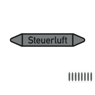 Produkt Hauptbild von Rohrleitungsetikett: Steuerluft, gemäß DIN 2403, grau-schwarz, Standardfolie, versch.  Formate